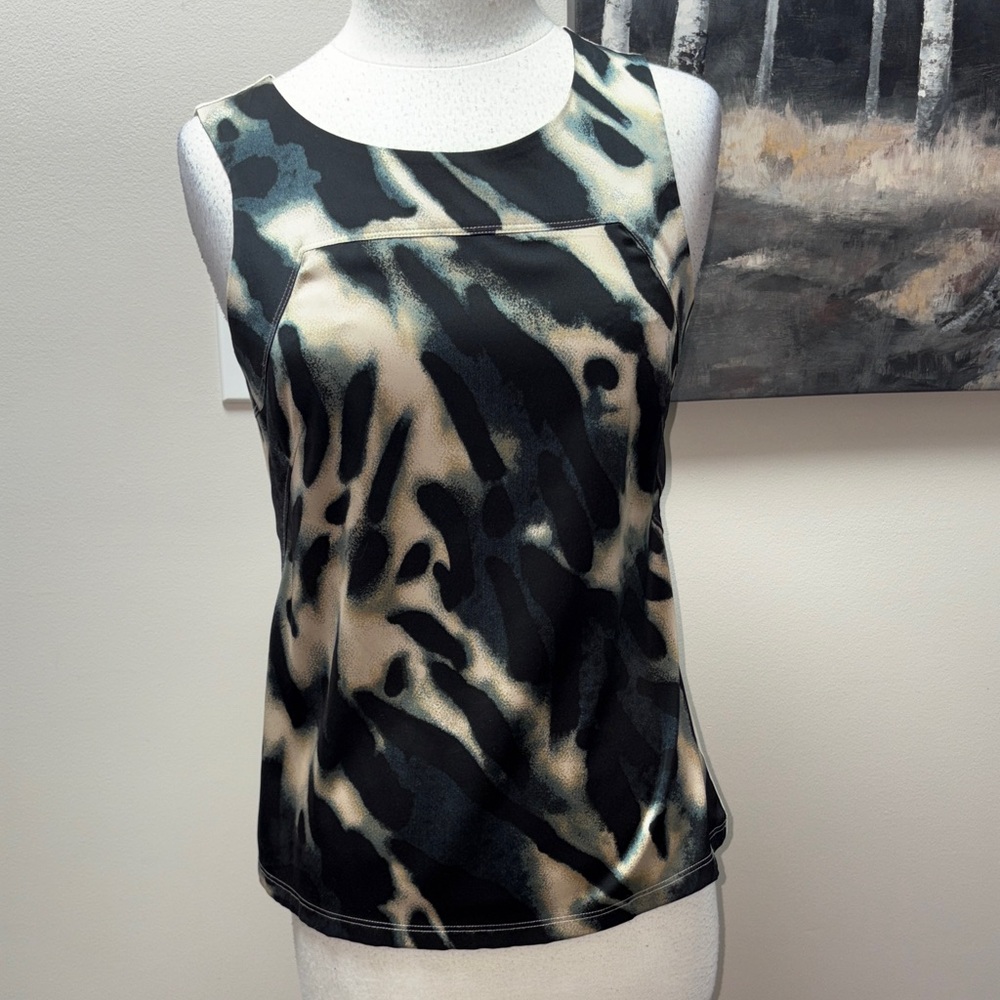 Ann Taylor Black and Tan Abstract Tank Top